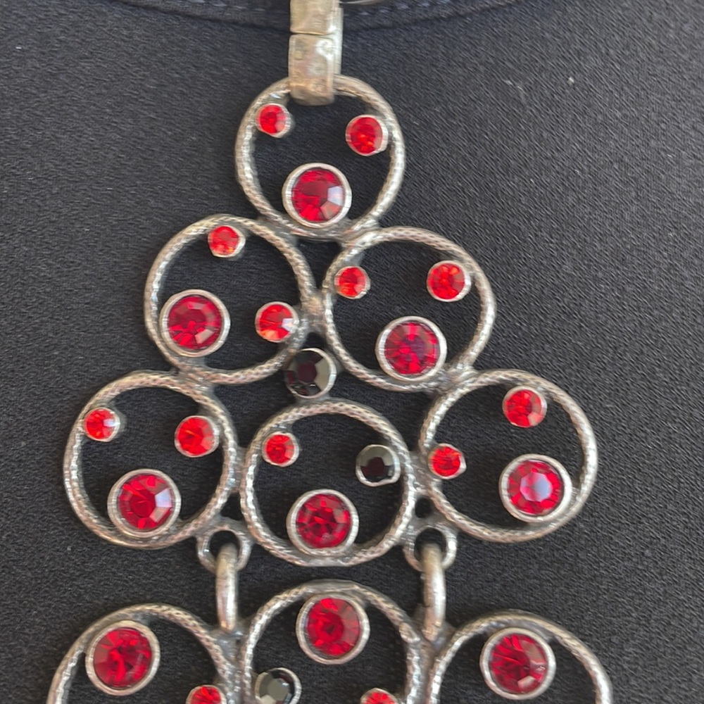 Chico’s Antique Silver Tone Statement Necklace Wi… - image 3